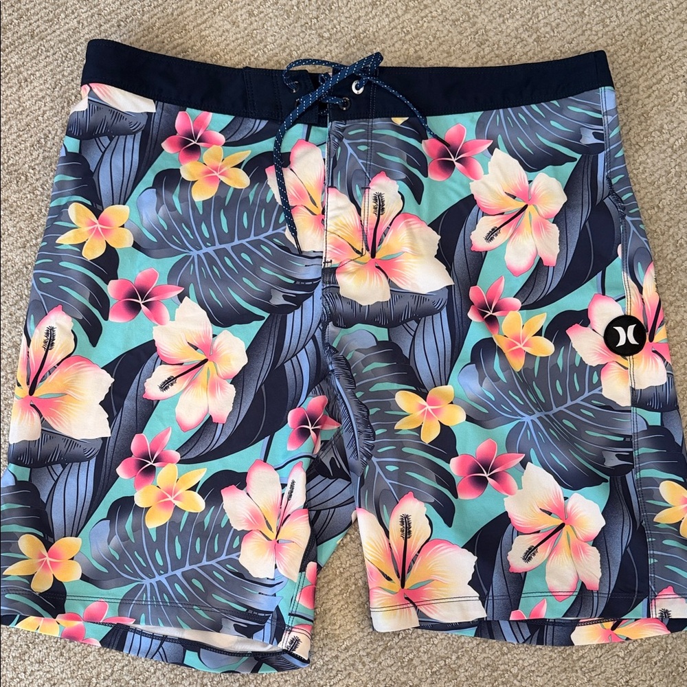 Hurley Floral Hybrid Shorts - Blue and Pink